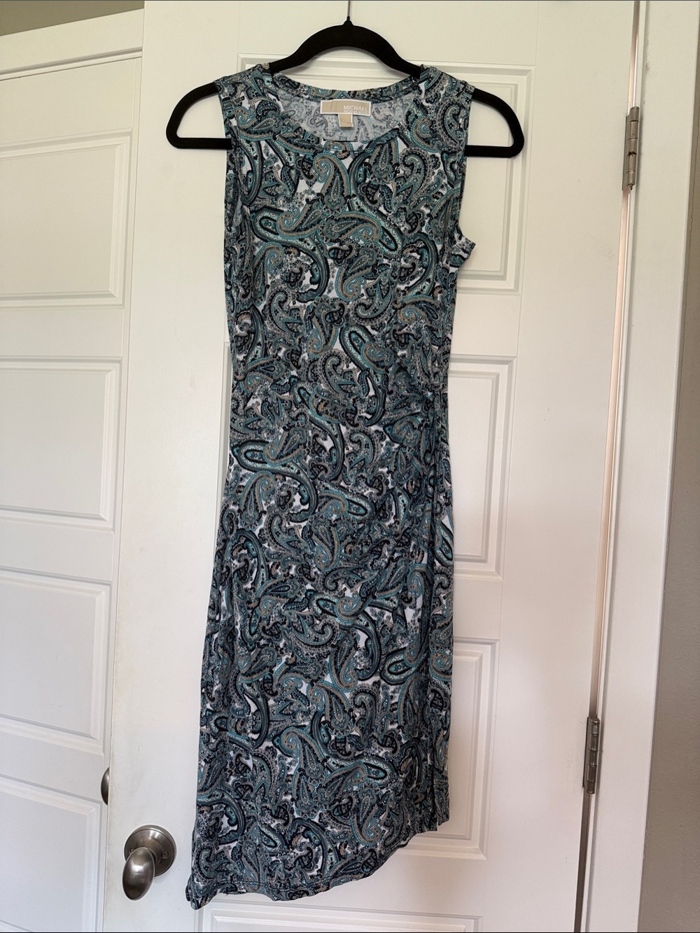 Michael Kors Sleeveless Teal Paisley Dress